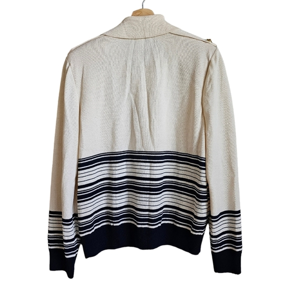 NEW St.John Knit Pullover Nautical Santana Navy Blue White Nautical Prep Sweater - Picture 5 of 7